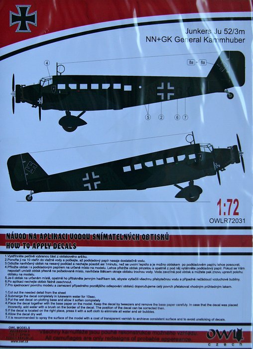 1/72 Ju 52/3m General Kammhuber Conv.set & decal