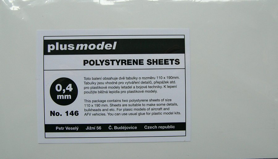 Polystyrene Sheets 0,4mm (110x190mm, 2pcs.)