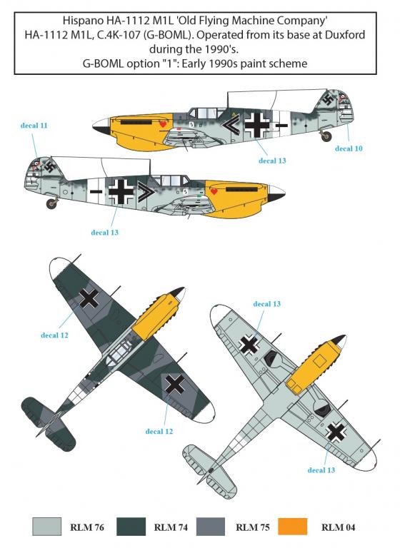 1/72 Decal Bf 109/HA-1112 1990s Airshow Star