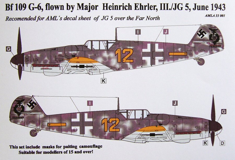 1/32 Camo masks Bf 109 G-6 Ehrler (for AMLD32003)