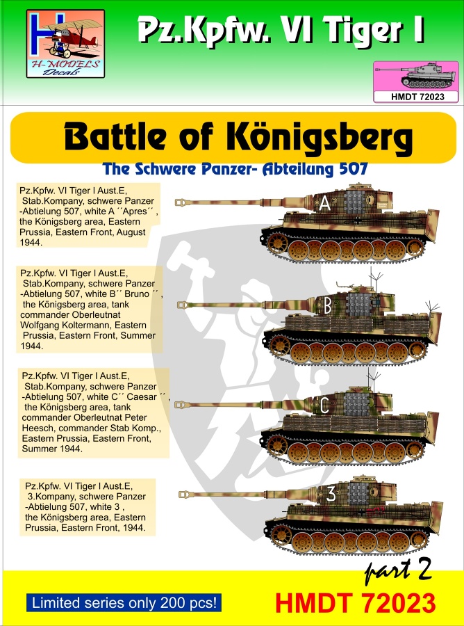 1/72 Decals Pz.Kpfw.VI Tiger I Battle Königsberg 2