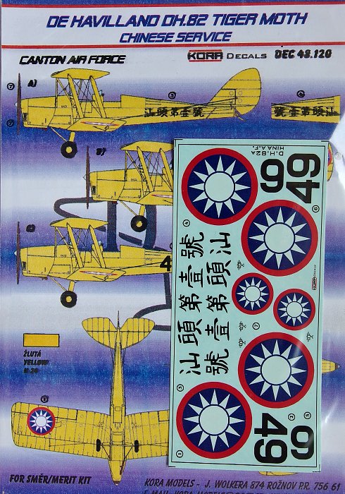 1/48 Decals DH.82 Tiger Moth (Chinese Service)