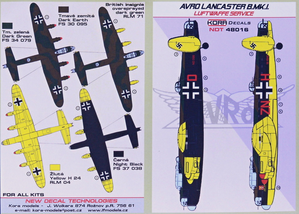 1/48 Decals Avro Lancaster B.Mk.I Luftwaffe