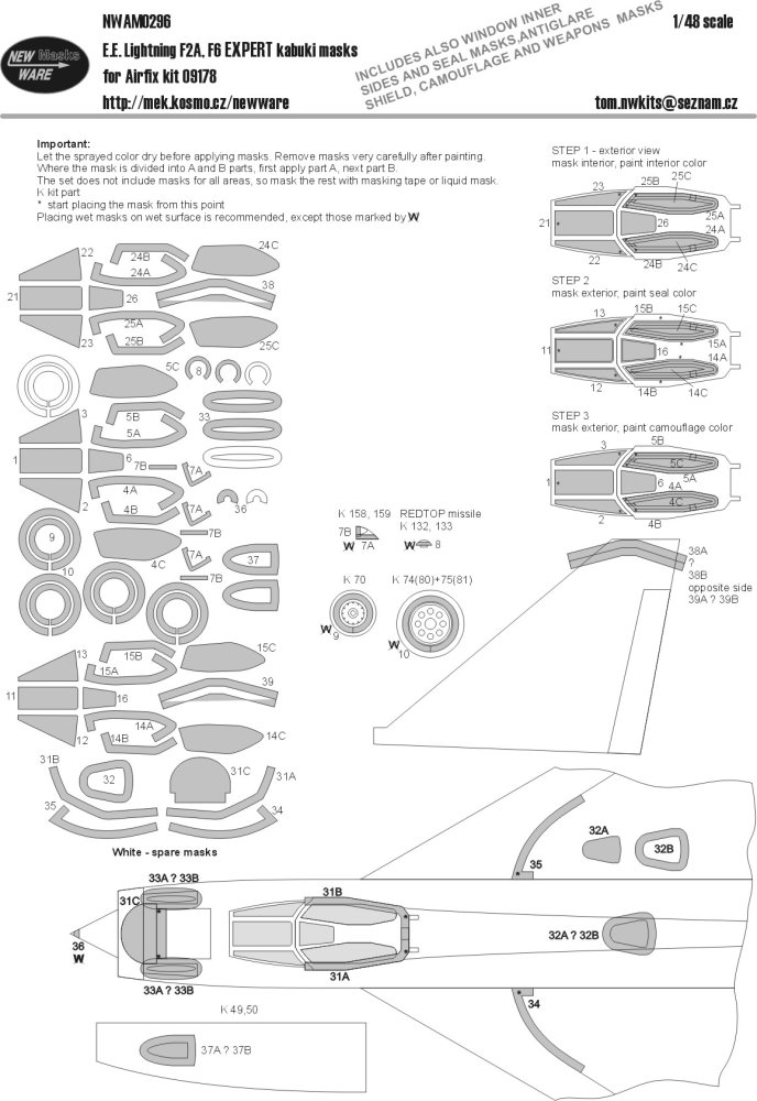 1/48 Mask E.E. Lightning F2A,F6 EXPERT (AIRFIX)