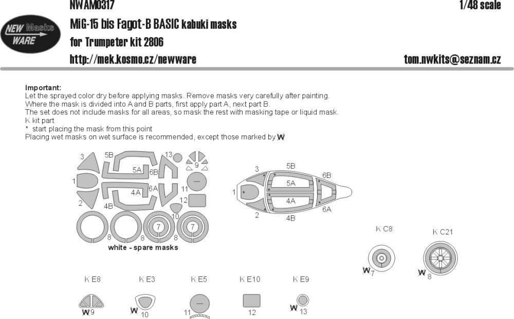 1/48 Mask MiG-15 bis Fagot-B BASIC (TRUMP 2806)