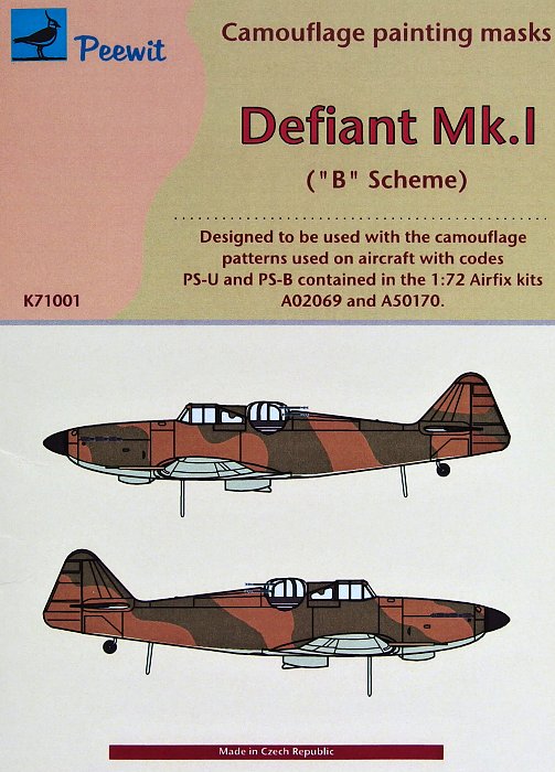1/72 Camouflage mask Defiant Mk.I 'B' (AIRFIX)