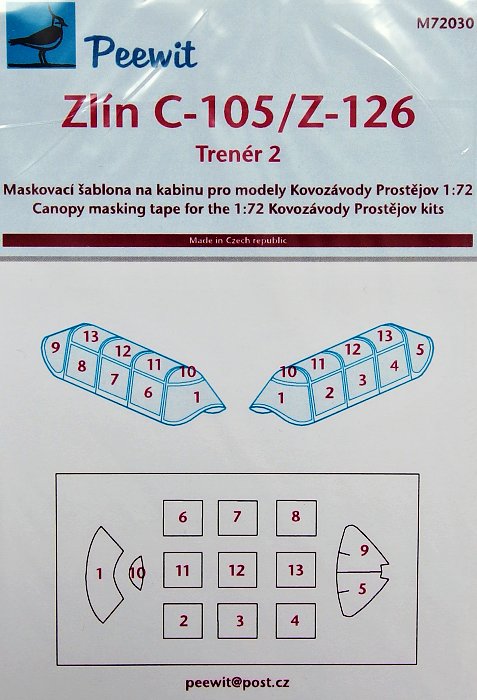 1/72 Canopy mask Zlin C-105/Z-126 Trener 2 (KP)