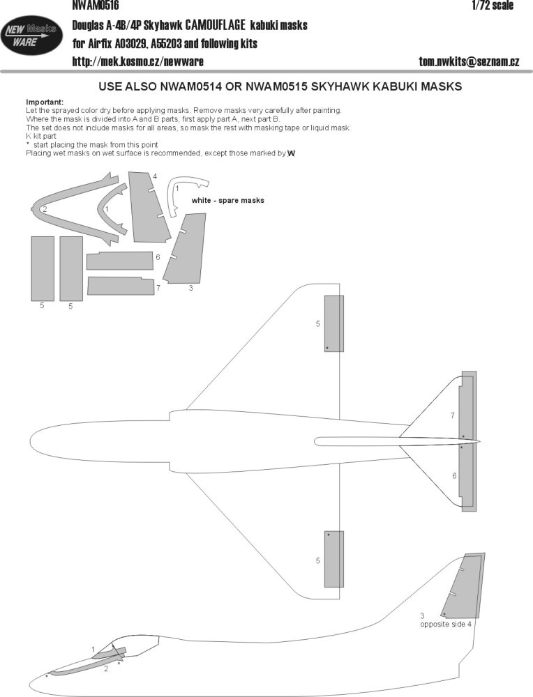 1/72 Mask Douglas A-4B/4P Skyhawk CAMOUFLAGE (AIR)