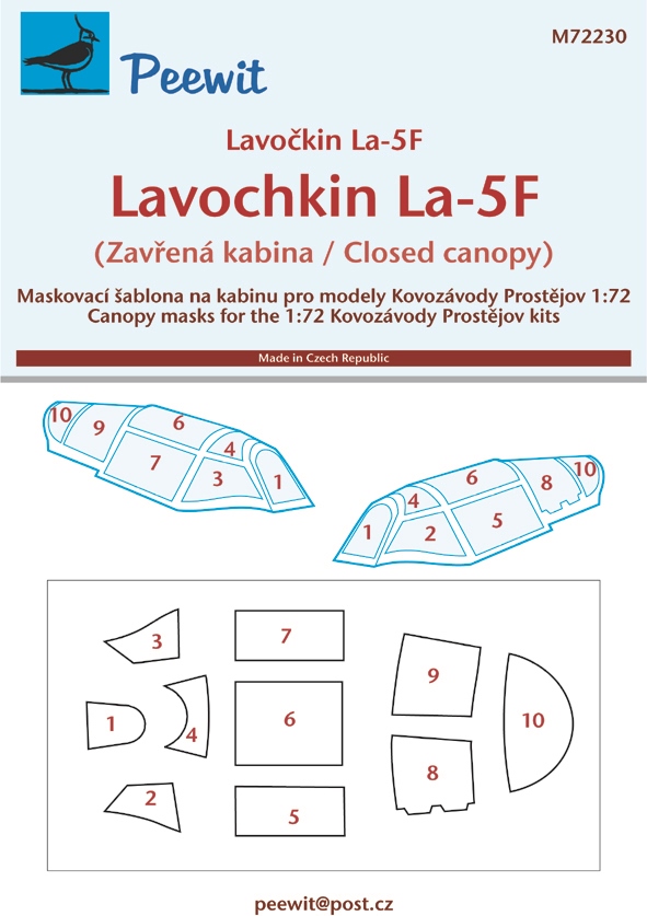 1/72 Canopy mask Lavochkin La-5F closed can. (KP)