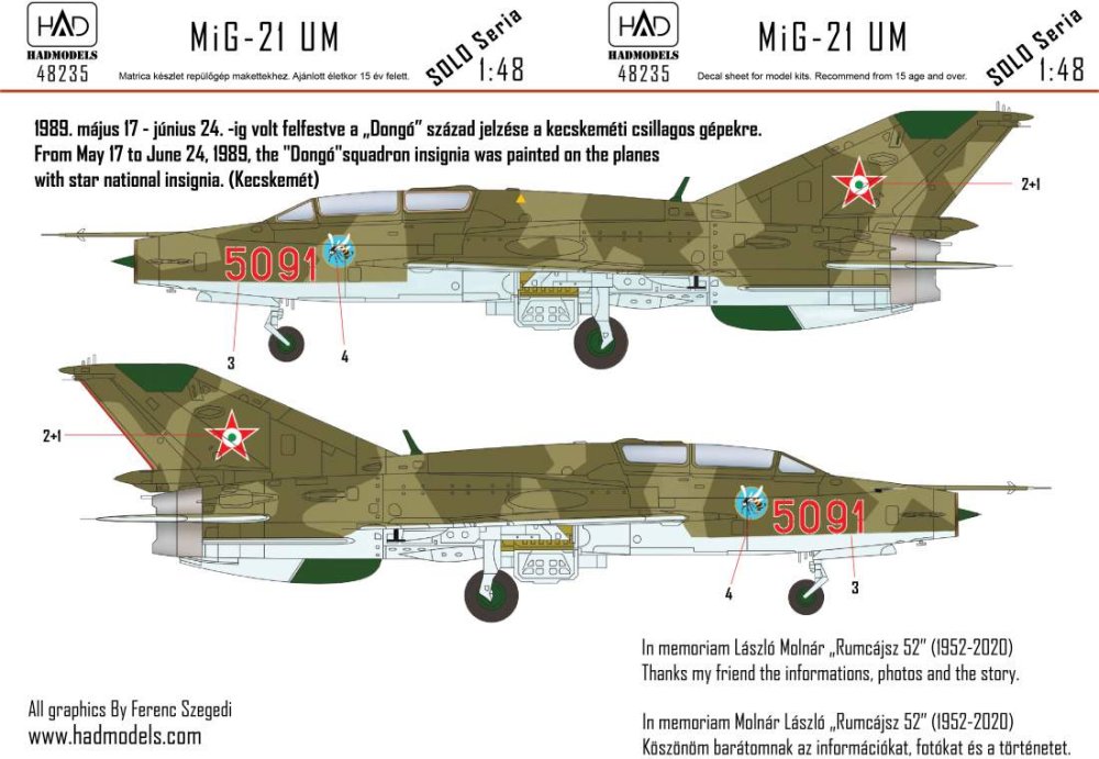 1/48 Decal MiG-21 UM HUNAF 5091 Dongó Squadron