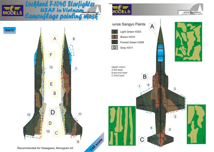 1/48 Mask F-104C USAF in Vietnam Camoufl.painting