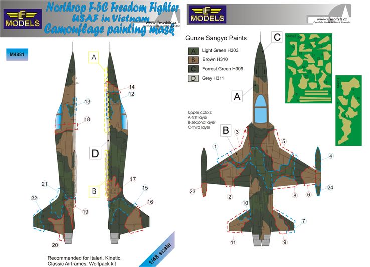 1/48 Mask F-5C USAF in Vietnam Camouflage painting