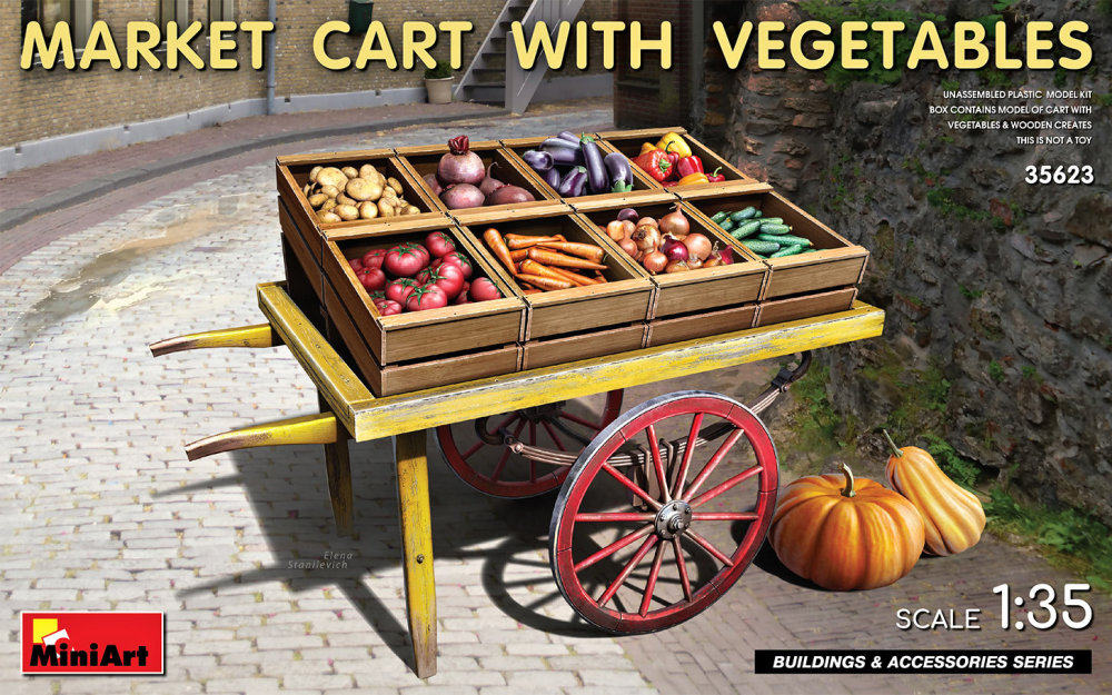 1/35 Market Cart with Vegetables