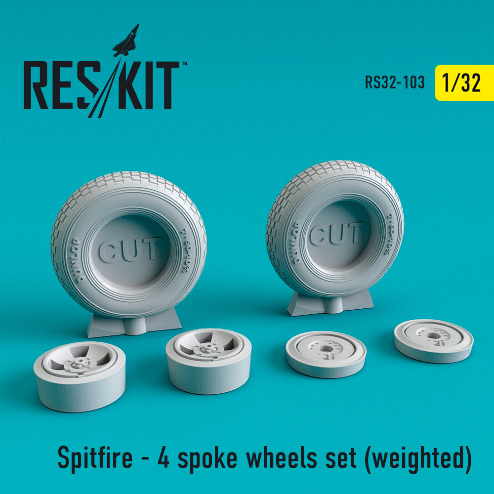 1/32 Spitfire - 4 spoke wheels set (weighted) 