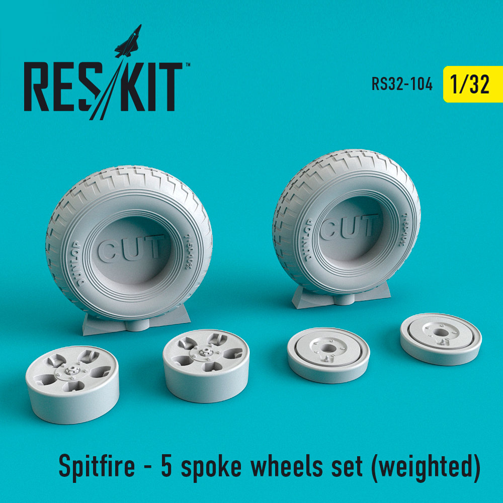 1/32 Spitfire - 5 spoke wheels set (weighted) 