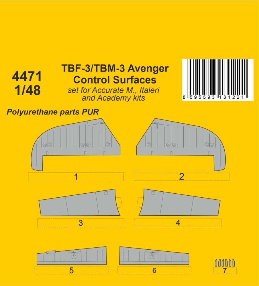 1/48 TBF-3/TBM-3 Avenger Contr.Surfaces (ACAD/ITA)
