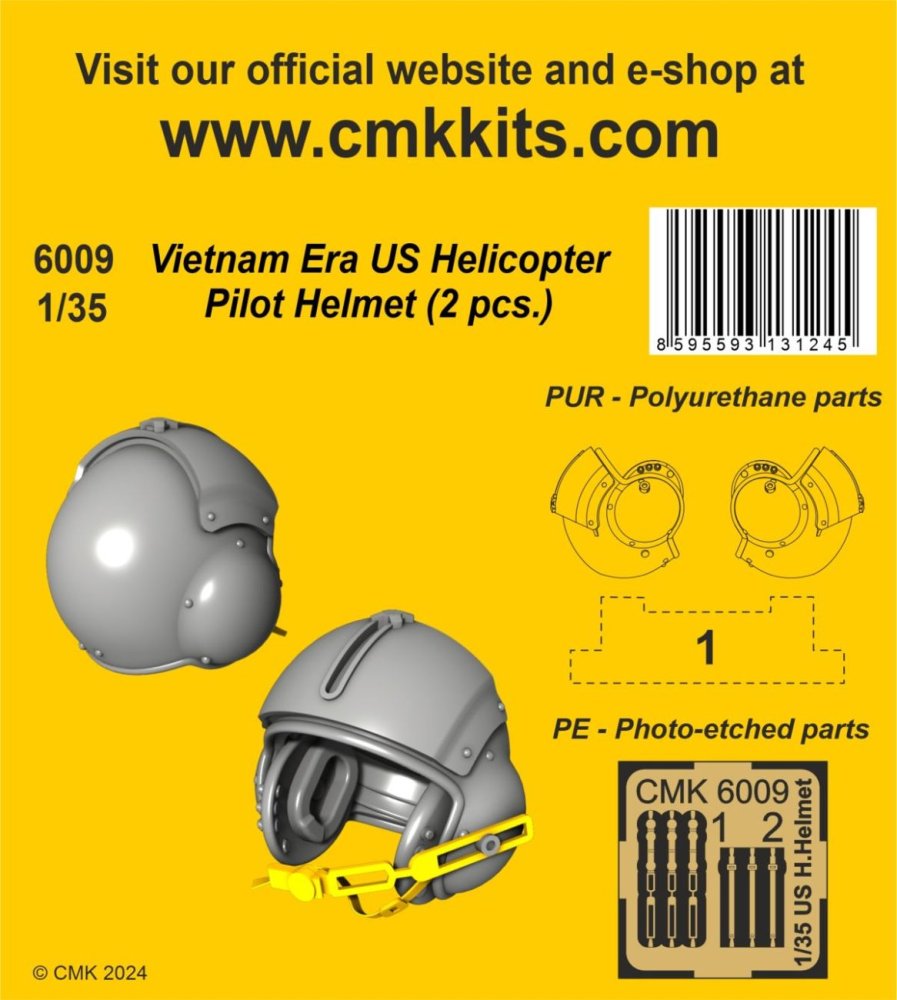 1/35 Vietnam Era US Helicopter Pilot Helmet, 2 pcs