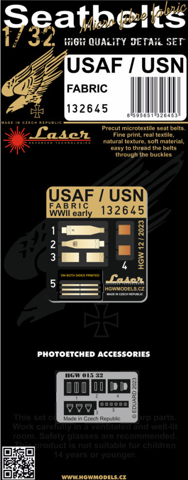1/32 Seatbelts USAF/USN - Fabric (laser)