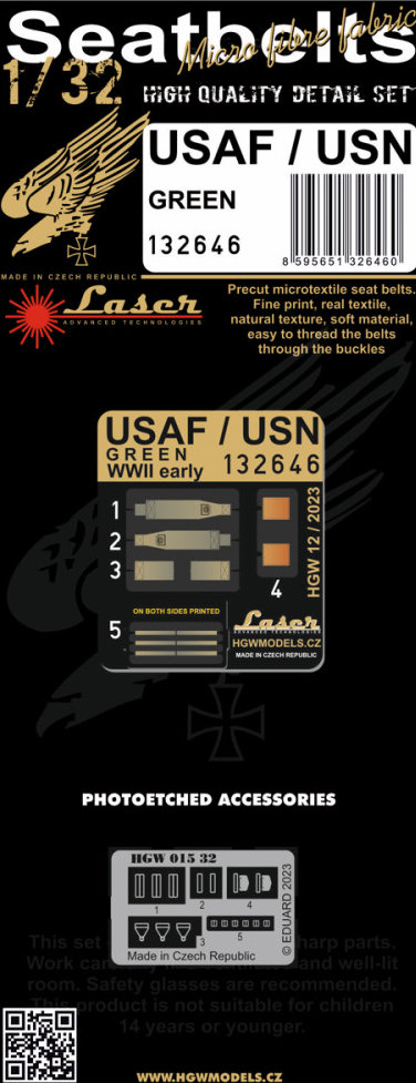 1/32 Seatbelts USAF/USN - Green (laser)