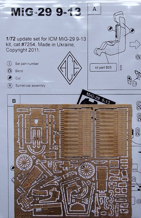 1/72 MiG-29 9-13 - update PE set 2 pcs. (ICM)