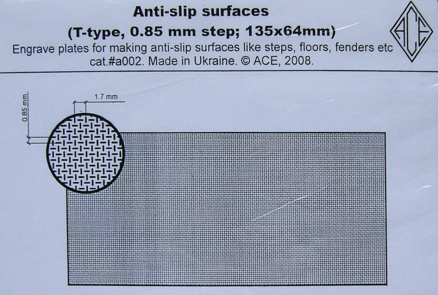 Anti-slip surfaces (T-type, 0.85mm step, 135x64mm)