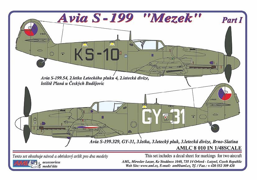 1/48 Decals for Avia S-199 'Mezek' Part I.