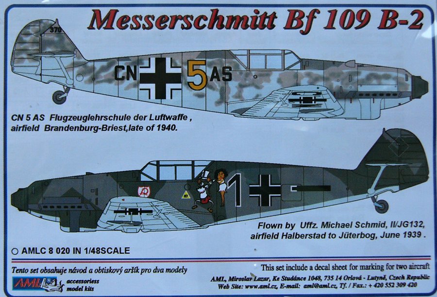 1/48 Decals Messerschmitt Bf 109 B-2 (2x camo)