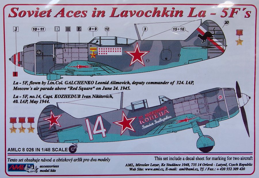 1/48 Decals Soviet Aces in La-5F's