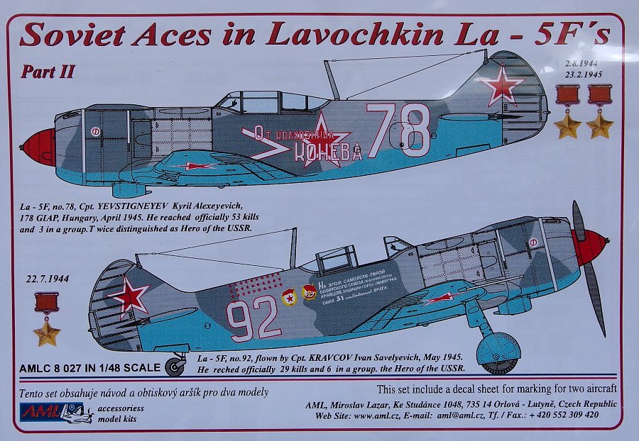 1/48 Decals Soviet Aces in La-5F's (part 2)