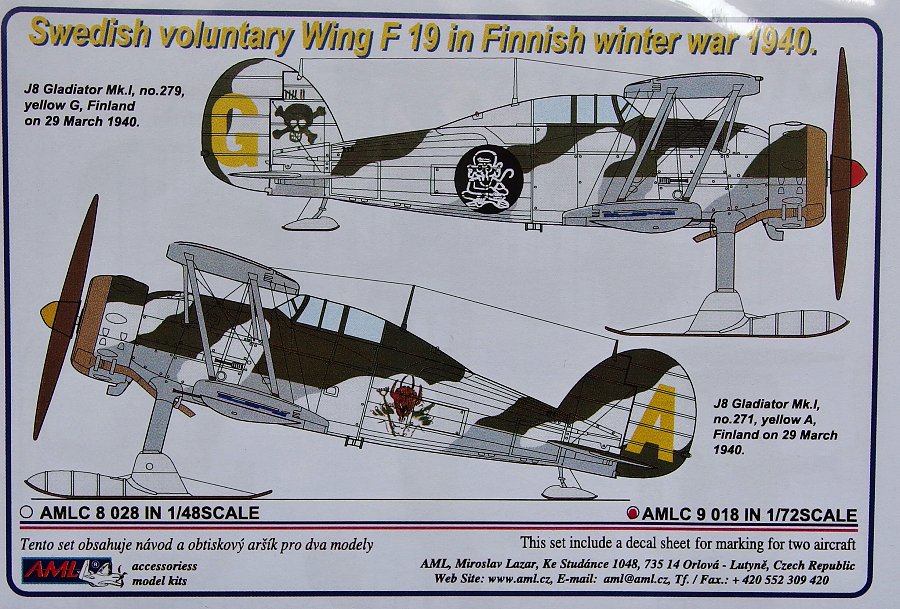 1/72 Decals Gl.Gladiator Swedish volunt. Wing F19