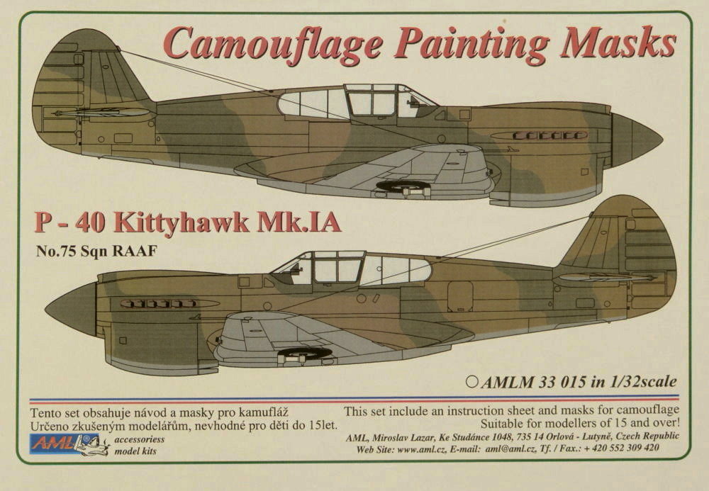 1/32 Camouflage masks P-40 Kittyhawk Mk.IA