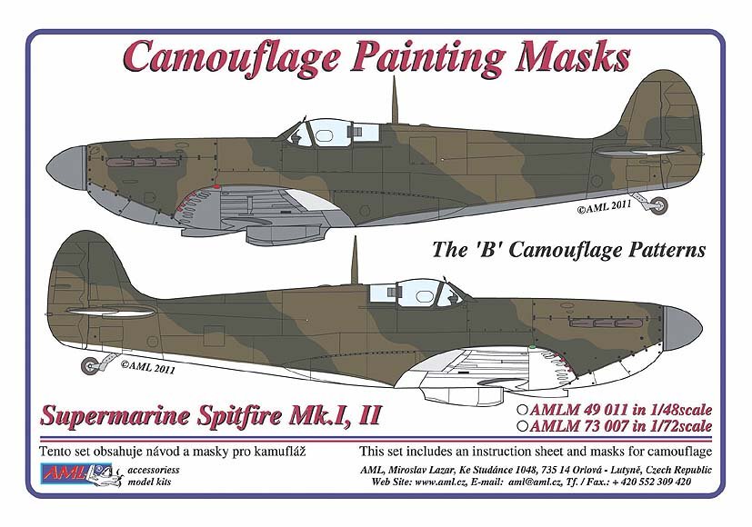 1/48 Mask Supermar.Spitfire Mk.I,II Camouflage 'B'