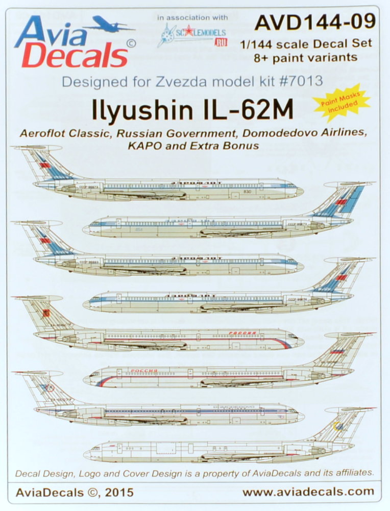 1/144 Decals IL-62M & paint mask (ZVE)