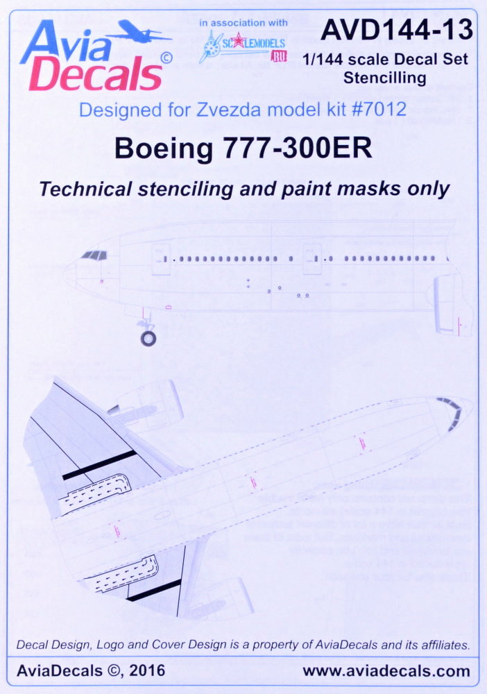 1/144 Stencils B777-300ER & paint masks (ZVE)