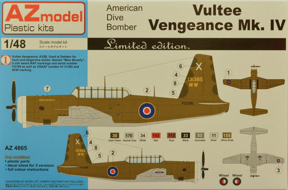 1/48 Vultee Vengeance Mk.IV (3x camo versions)