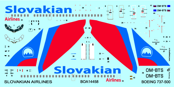 1/144 Decals Boeing 737-500 Slovakian Airlines