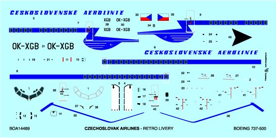 1/144 Decals Boeing 737-500 ČSA Retro Blue (SKY)
