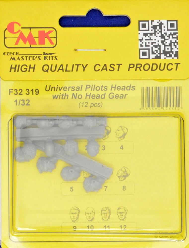 1/32 Universal Pilot Heads - no head gear (12 pcs)