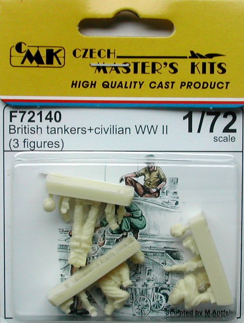 1/72 British tankers + civilian  WWII (3 fig.)