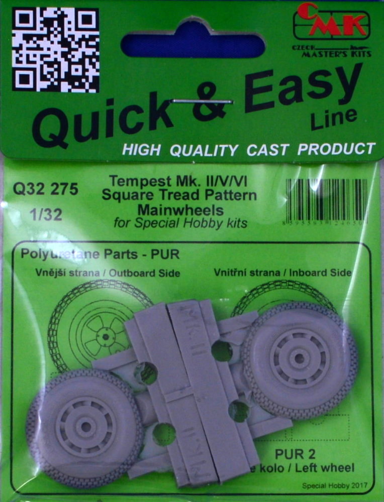 1/32 Tempest Mk.II/V/VI Main wheels (square tread)