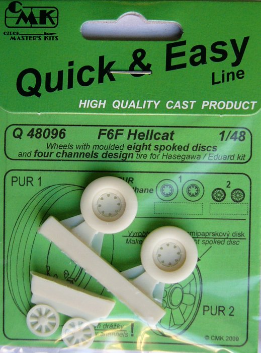 1/48 F6F Hellcat wheels (8-spoked disc, 4-channel)
