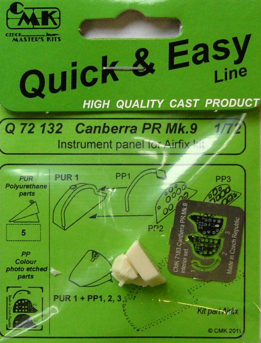1/72 Canberra PR Mk.9 Instrument panel (AIRFIX)