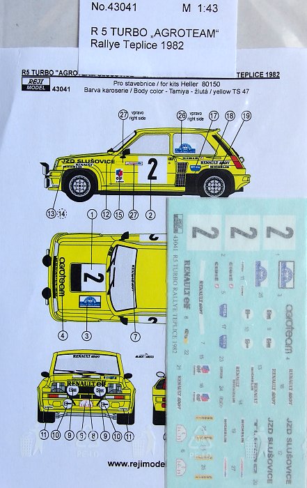 1/43 Renault 5 AGROTEAM Rallye Teplice 1982
