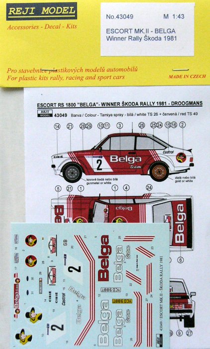 1/43 ESCORT MK.II - BELGA Winner Rally Škoda 1981