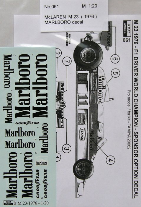 1/20 McLAREN M23 1976 Marlboro logos (re-edition)