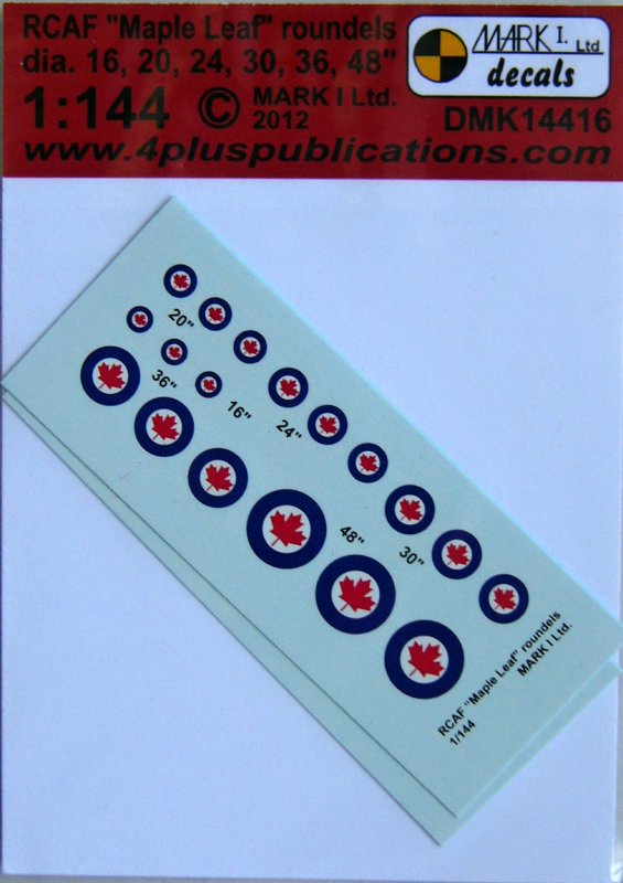 1/144 Decals RCAF 'Mapple Leaf' roundels (2 sets)