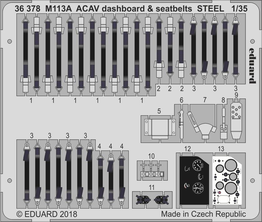 SET M113A ACAV dashboard & seatbelts STEEL  (AFV)