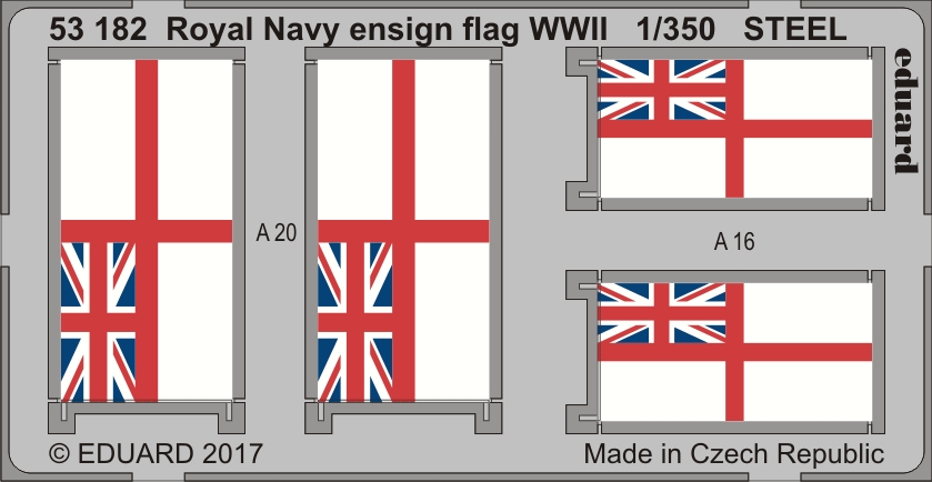 SET 1/350 Royal Navy ensign flag WWII STEEL
