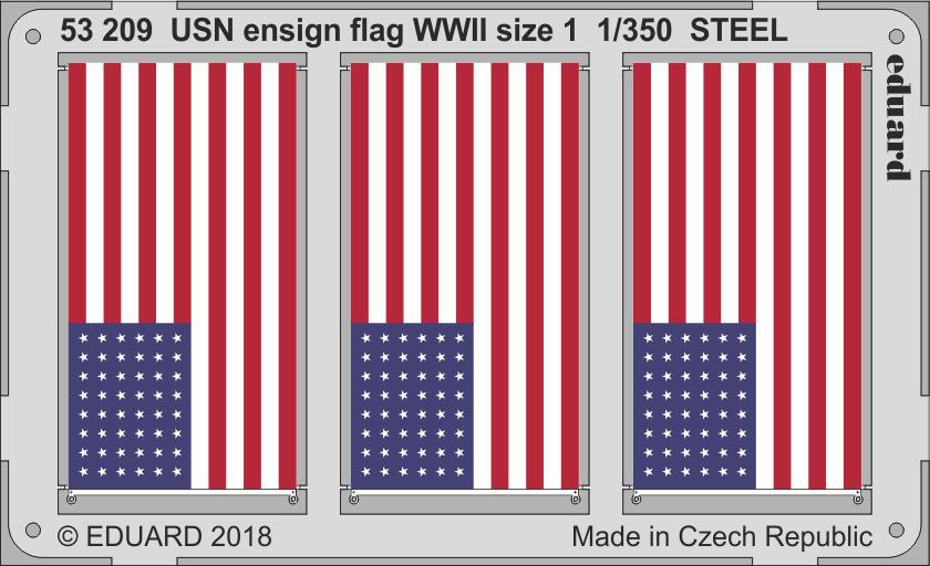 SET 1/350 USN ensign flag WWII size 1 STEEL