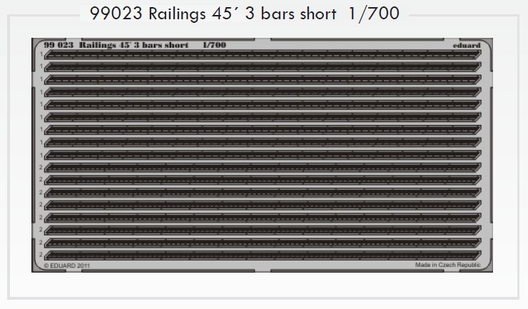 1/700 SET Railings 45' 3 bars short